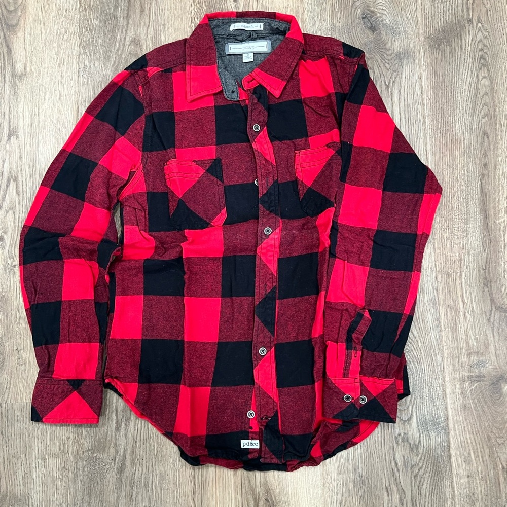 PD&C Red and Black Plaid Button Down Shirt